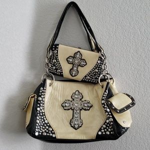 Montana West Rhinestone Cross Purse and Wallet Set